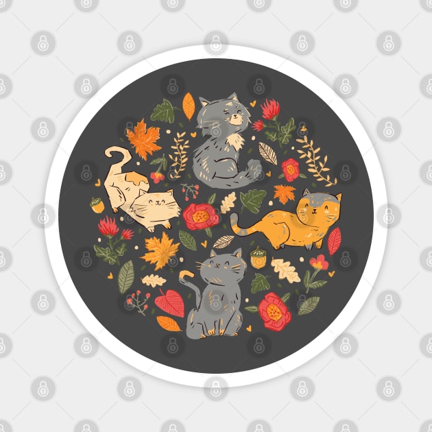 Autumn Cats Magnet by Norse Dog Studio